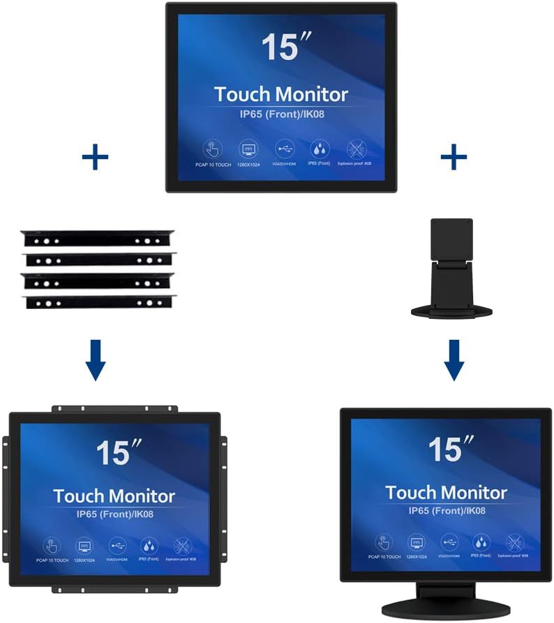 GreenTouch 18.5 Industrial Touch Monitor Open Frame, HDMI/VGA/DVI Interface, Muliti Touch Capacitive Touch Screen Technology
