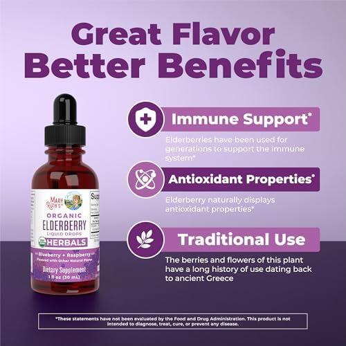 MARYRUTH'S Elderberry Liquid Drops for Adults & Kids, 1 oz, Immune Support | Immune Support, 150mg Elderberry Extract, USDA Organic, Sugar Free, Vegan