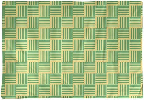 Dana Strider Two Color Basketweave Stripes Table Placemat, 18 x 14, Yellow & Green
