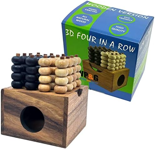 3D Four in a Row Wooden Strategy Game