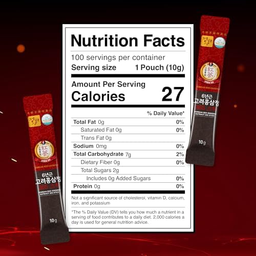 6-Year Korean Red Ginseng 365 | 30 Sticks | Vegan | 7mg Ginsenosides Per Stick