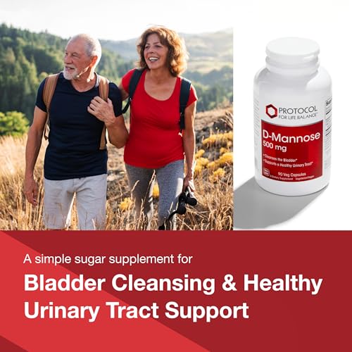 Protocol for Life Balance D-Mannose - 500mg - Bladder Cleanse - Support Healthy Urinary Tract* - For Men & Women - Kosher & Non-GMO - 90 Veg Capsules
