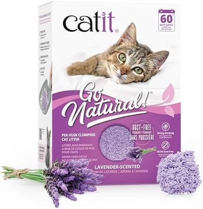 Catit Go Natural Pea Husk Clumping Cat Litter, 12.3 lb, Lavender Scented