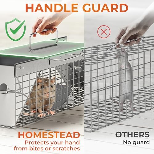 HOMESTEAD Heavy Duty Live Trap - Professional Style One-Door Live Animal Traps for Rabbit, Squirrel, Possum, Skunk, Kitten, Mink Small