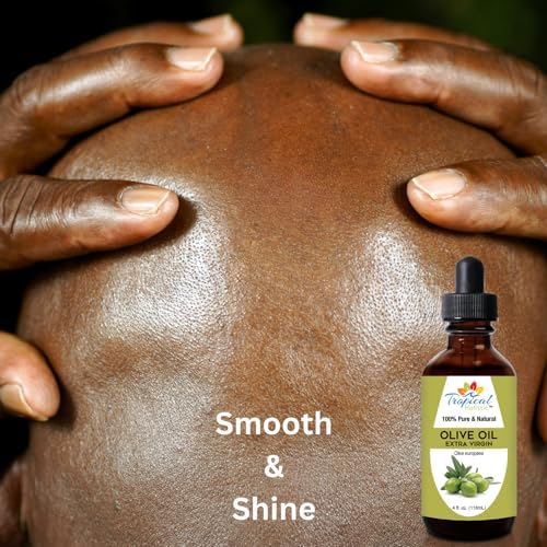 Tropical Holistic Extra Virgin Organic Olive Oil 4 oz - Cold Pressed Unrefined - Use For Face, Skin, Hair, Dry Scalp, Massage