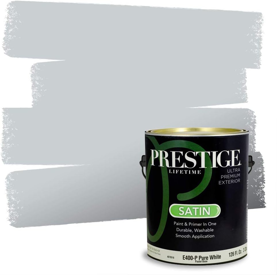PRESTIGE Paints Exterior Paint and Primer In One, 1-Gallon, Satin, Comparable Match of Sherwin Williams* Tricorn Black*