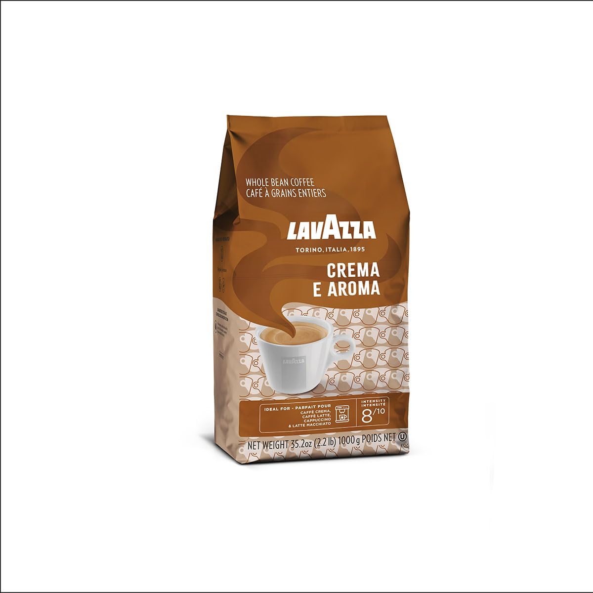 Lavazza Super Crema Whole Bean Coffee, Medium Espresso Roast, Arabica and Robusta Blend, 2.2 lb Bag, Package May Vary (Pack of 1)