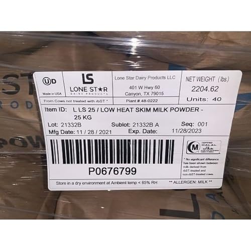 PA Grade A Low Heat Non-Fat Dry Milk Powder, 50 Lb Bulk Bag - Skim Milk Solids for Baking, Cooking, Food Storage