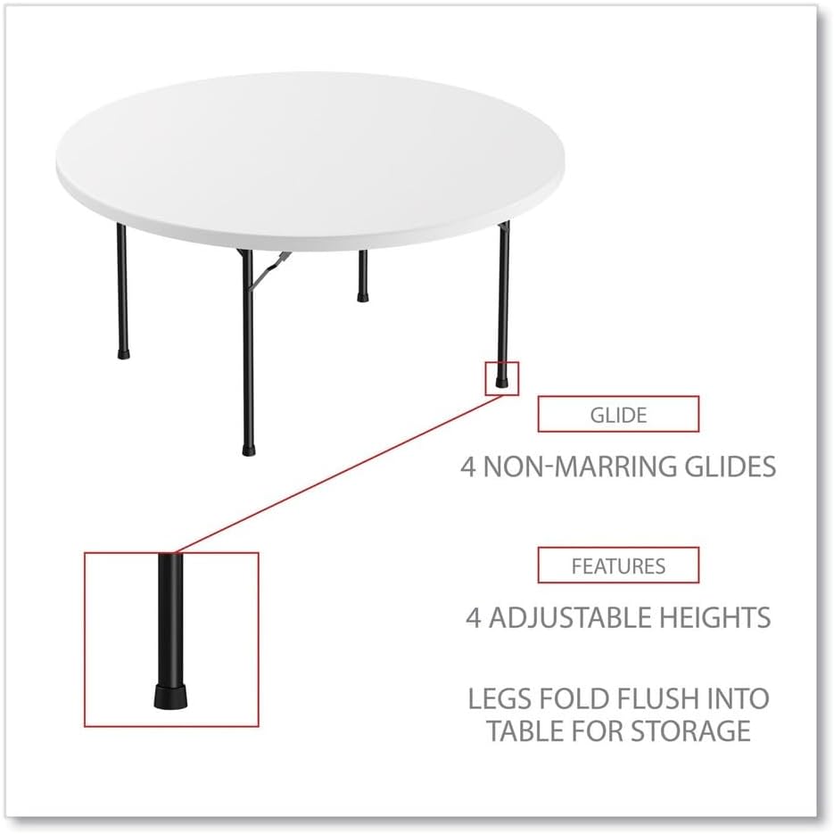 Round Plastic Folding Table, 60" Diameter x 29.25h, White