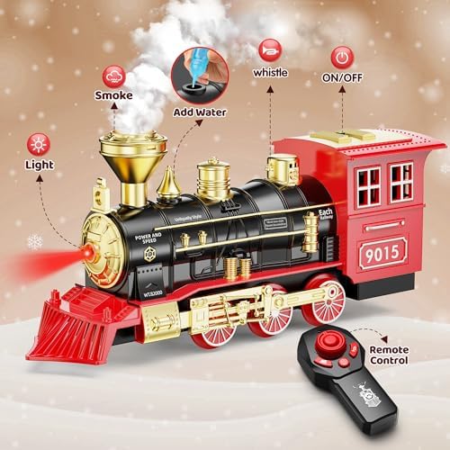 Hot Bee Train Set, Train Toys with Smoke, Lights, Sound and Train Tracks