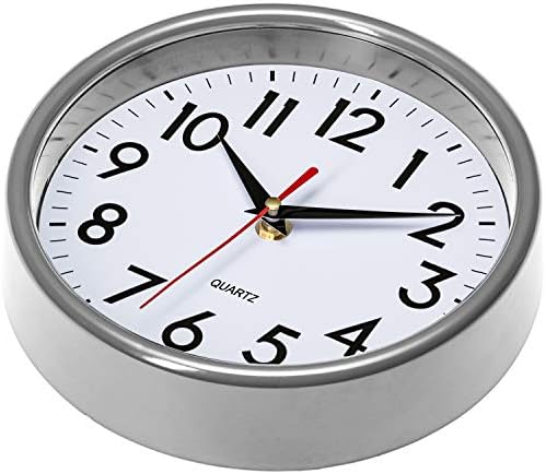 Bernhard Products Silver Wall Clock 8" Silent Non-Ticking Quality Quartz Battery Operated Clock for Home Kitchen Bedroom Bathroom Classroom Nursery