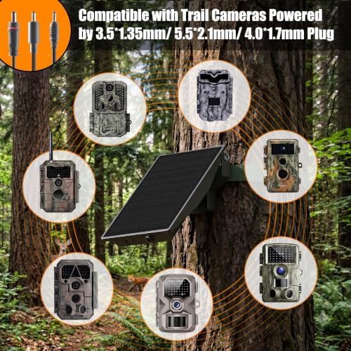 Trail Camera Solar Panel for Tactacam and Cellular&Wireless Hunting Camera | 12V Solar Battery Charger Kit with 4000mAh Rechargeable Battery