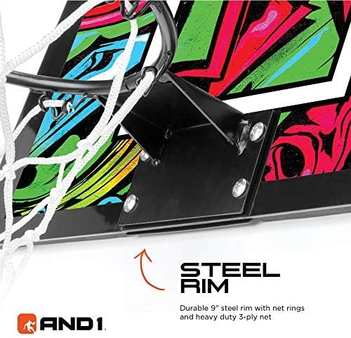 AND1 Over the Door Mini Basketball Hoop: 18x12 Shatterproof Backboard, 2 Mini Basketballs