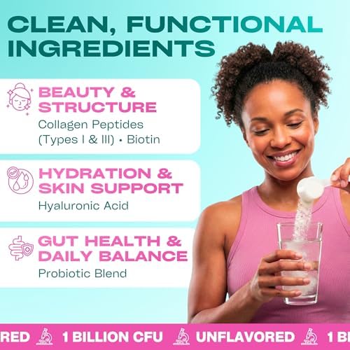 GOBIOTIX Collagen Peptides Powder with Probiotics, Biotin & Hyaluronic Acid - Hydrolyzed Collagen Supplement for Women - Hair Skin Nails