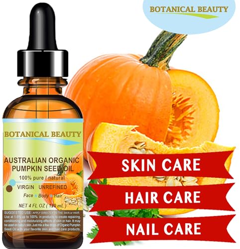Botanical Beauty Australian ORGANIC PUMPKIN SEED OIL 100% Pure Natural Virgin Unrefined Cold Pressed Carrier Oil. 1 Fl.oz.- 30 ml. for Face, Skin, Hair, Lip, Nails
