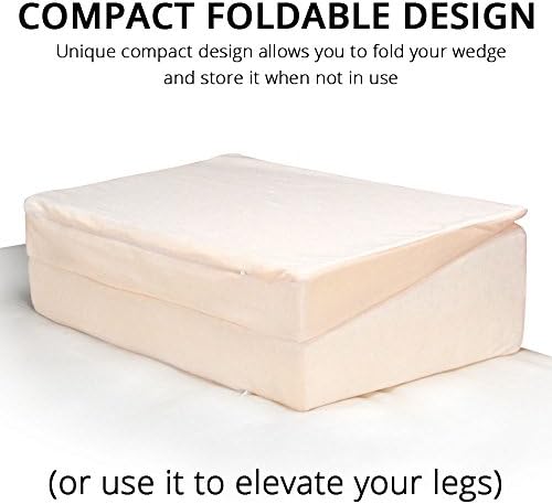 Contour Folding Wedge Pillow Extended Length- 7x24x32 Inch Bed Wedge for Elevated Sleeping, GERD & Acid Reflux Relief
