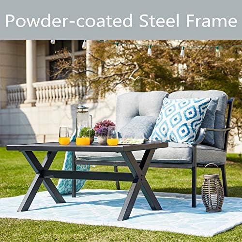 ® Outdoor Loveseat Bench,2PCs Conversation Furniture Set with Cushions,for Garden,Yard,Poolside and Patio (White)