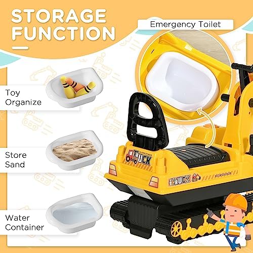 Qaba No Power Ride On Excavator for Boys Girls 18-48 Months Yellow Black