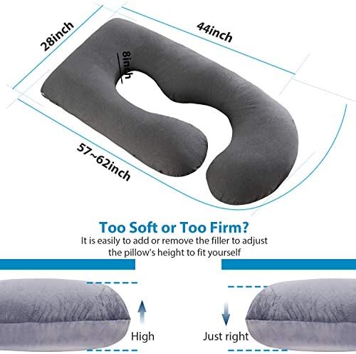 Victostar Pregnancy Pillow,57 inches U Shaped Maternity Pillow with Removable Cover Full Body Pillow Support for Back, HIPS, Legs, Belly (Dark Gray)