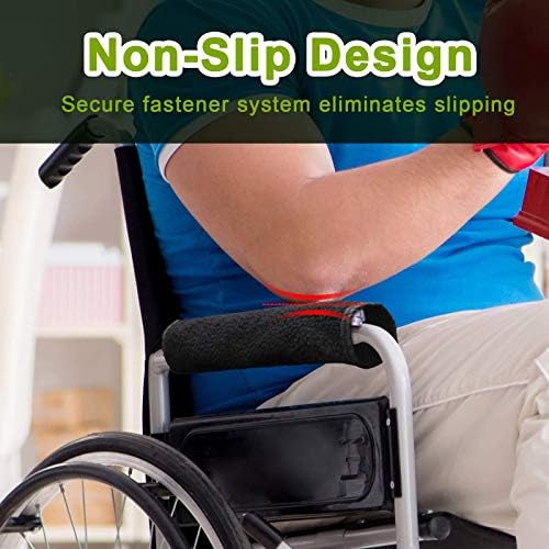 AHIER Wheelchair Armrest Pads, 2PCS Sheepskin Fleece Wheelchair Armrest Covers, Non Slip Arm Rest Cover Cushion pad for Wheelchairs