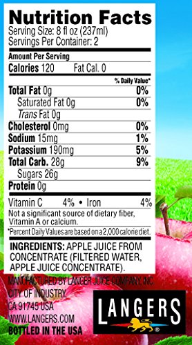 Langers 100% Apple Juice, 15.2 Fl Oz (Pack of 12)