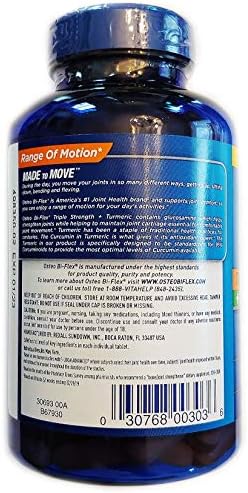 Osteo Bi-Flex, Triple Strength + Turmeric, 200 Tablets, with Glucosamine HCI and Turmeric Curcumin, Joint Supplement for Men and Women