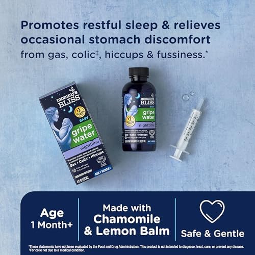 Mommy's Bliss, Bottle, Mommy's Bliss Night Time Gripe Water for Baby's Tummy Trouble - Relieves Occasional Infant Stomach Discomfort from Gas, Colic