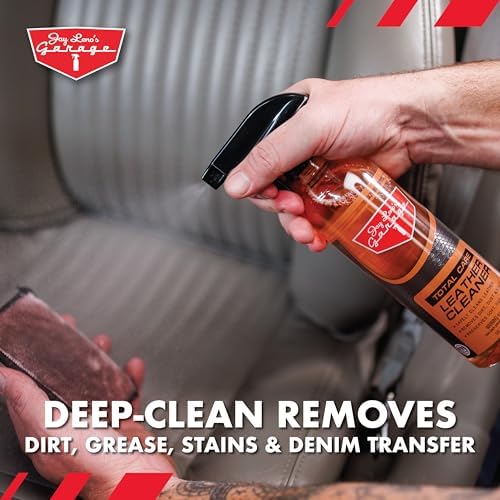 Jay Leno's Garage Leather Cleaner – Deep-Cleaning Leather Seat Cleaner for Car Interior, pH-Balanced Car Refresher That Gently Cleans, Lifts Grime, Refurbish and Restores All Leather Surfaces (16 oz)
