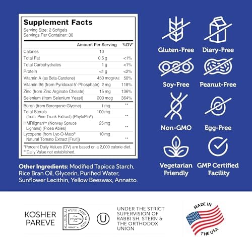 Zahler ProstAid+ Prostate Supplements for Men with Lycopene & Norway Spruce for Urine Flow, Prostate Support - Made in USA