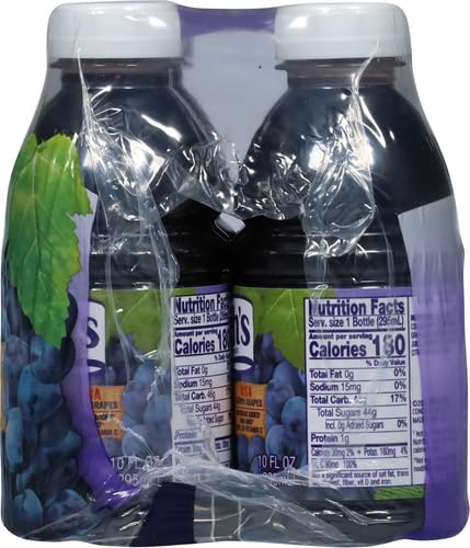 Welch's 100% Grape Juice, Concord Grape, 10 Fl Oz On-the-Go Bottle (Pack of 6)