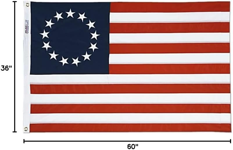 Annin Flagmakers Betsy Ross American Flag - 60 x 36 Inch (Model 315335) | All-Weather Nylon SolarGuard Nyl-Glo, 100% MADE in USA