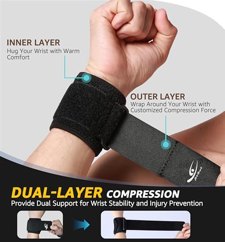 Wrist Compression Strap Wrist Brace Wrist Wraps for Fitness, Weight Lifting, Tendonitis, Carpal Tunnel Arthritis, Pain Relief