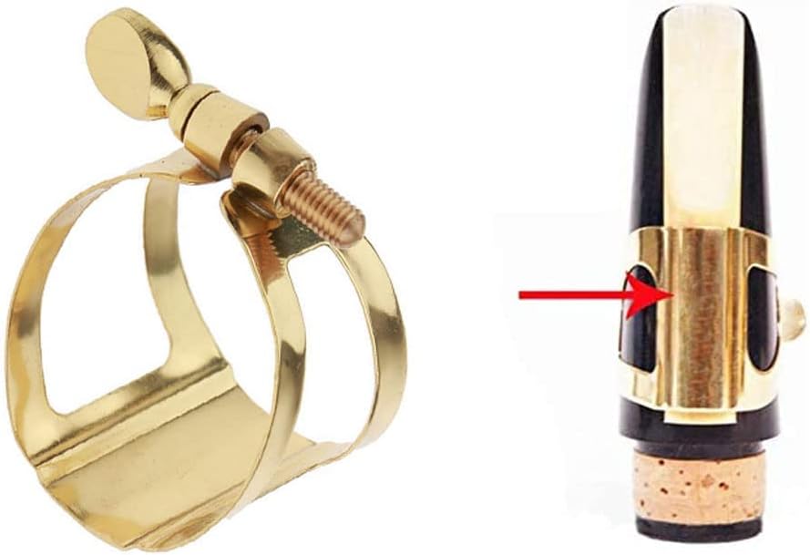 Jiayouy Brass Sax Ligature Alto Saxophone Mouthpiece Ligature Fastener - Gold Plated