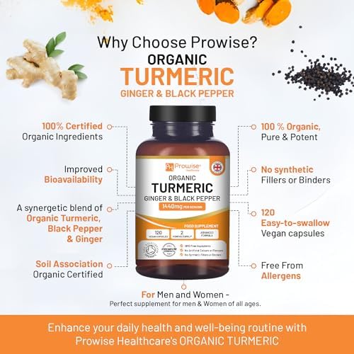 Turmeric Curcumin 1440mg with Black Pepper & Ginger I 120 Vegan Turmeric Capsules High Strength (2 Month Supply) I Made in The UK by Prowise