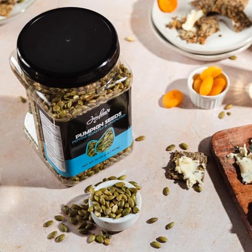 Jaybee's Unsalted Pumpkin Seeds 32 oz, Roasted Pepitas, Healthy Snack | Nutritious pepitas packed with protein and fiber, perfect for snacking or topping your favorite dishes.