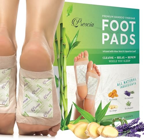 Prescia Foot Pads, Ginger Herbal Variety, Bamboo Vinegar, Nightly Foot Care