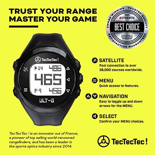 TecTecTec ULT-G Golf GPS Watch – Simple & Easy Distance Watch, No App Required on Course, Front/Back/Middle Distances, 38, 000+ Courses Preloaded