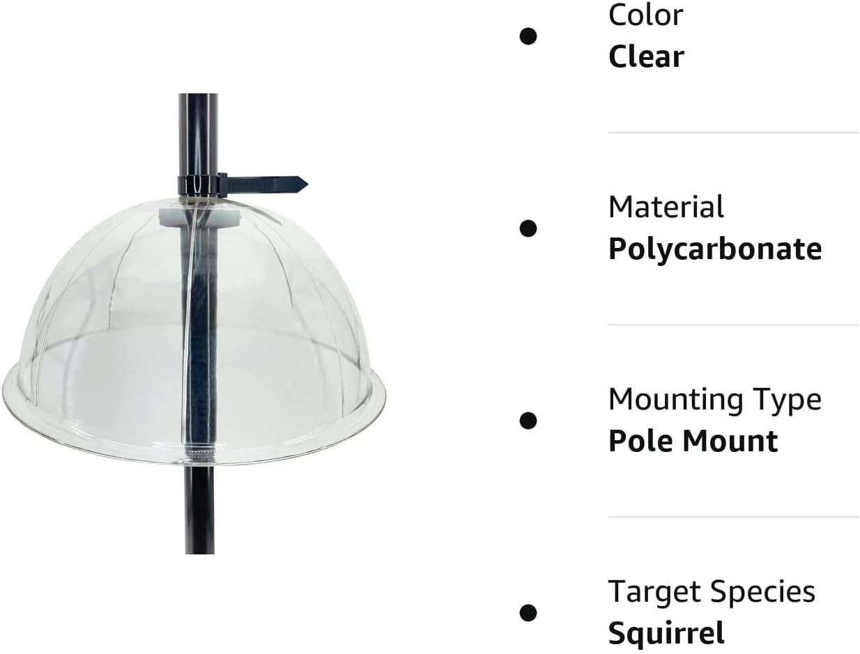 Myard 13 Inches Solid Clear PC Wobbly Squirrel Proof Baffle Deflector for Bird Feeder, Fit up 1.5 Inches + Pole/Post (Upgraded Version)