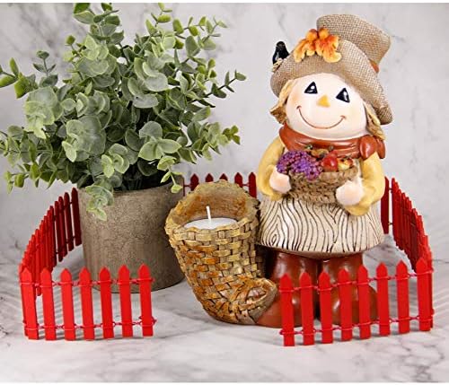 Prsildan 40 Inches Miniature Fairy Garden Fence, DIY Wood Picket Fence Mini Ornament