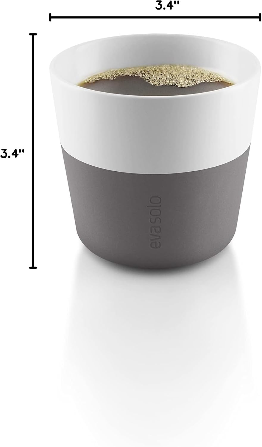 Eva Solo | 2 Lungo Tumbler Mugs | 8 oz Porcelain Coffee Cup Tumblers with Silicone-coated Grip | Danish Design, Functionality & Quality | Black