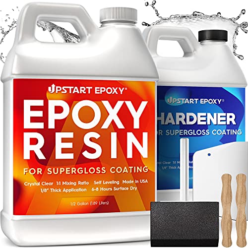 Upstart Epoxy Table Top Epoxy Resin Kit 1 Gallon, Crystal Clear Resin