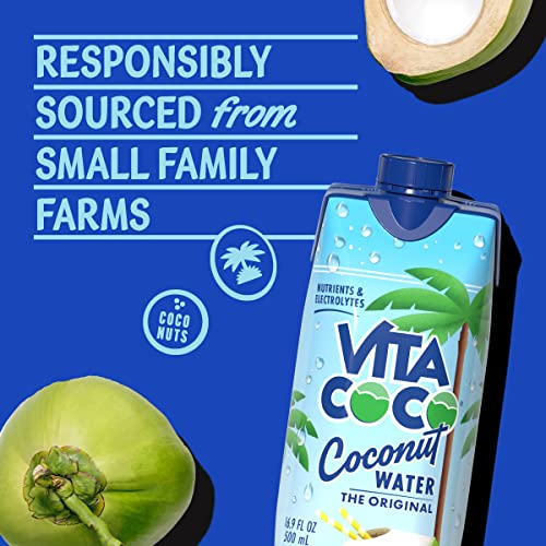 Vita Coco Coconut Water, Pure Original, Refreshing Coconut Taste, Natural Electrolytes, Vital Nutrients, 33.8 Oz (Pack of 6)