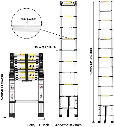Yami 8.5FT Telescoping Ladders, EN131 Standards Aluminum Extension Ladder