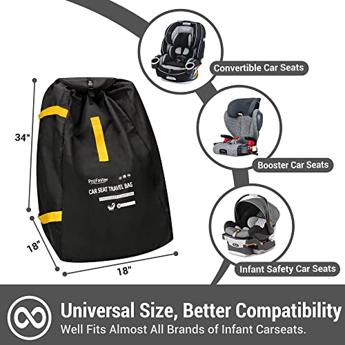 Car Seat Travel Bag Backpack for Air Travel - Karfast Universal Infant Carseat Gate Check Bag Cover for Airplane, Foldable with Pouch, Black