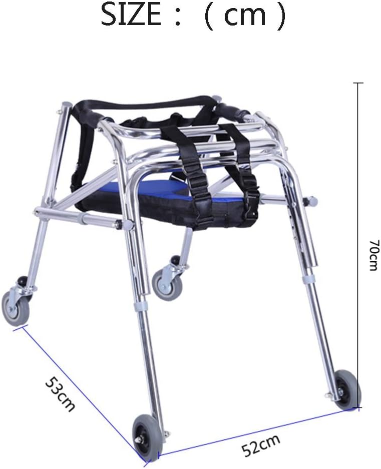 Walker Pulley Rear-Mounted Walker One-Way Folding Anti-Backward Size Walker Height Adjustable for Cerebral Palsy Children Rehabilitation Training