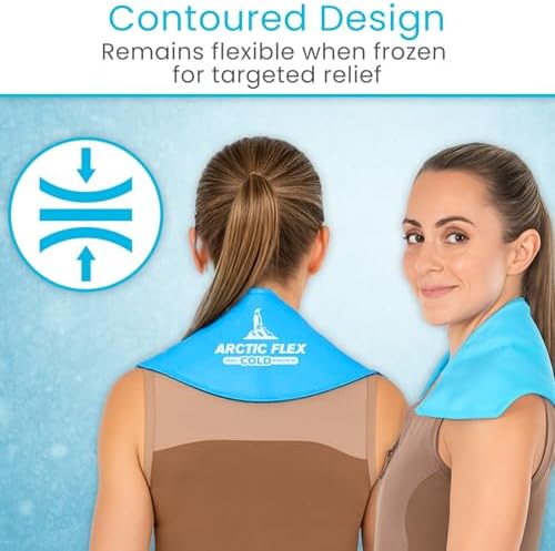 Arctic Flex Neck Ice Pack - Cold Compress Shoulder Therapy Wrap - Cool | Reusable Medical Freezer Gel Pad for Swelling, Injuries, Headache, Cooler (Large (1 Pack))