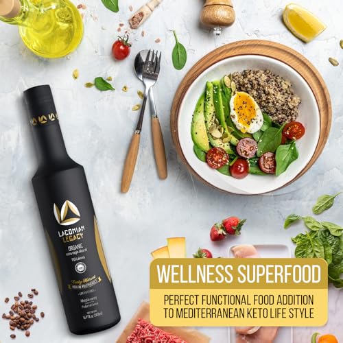 LACONIAN LEGACY High Polyphenol Organic Greek Extra Virgin Olive Oil - 2026 GOLD WINNER - Premium Luxury Gift Box - Early Harvest EVOO - Rare