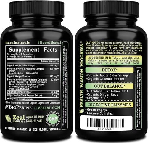 Zeal Organic Apple Cider Vinegar Capsules + Digestive Complex | GLP-1 Support