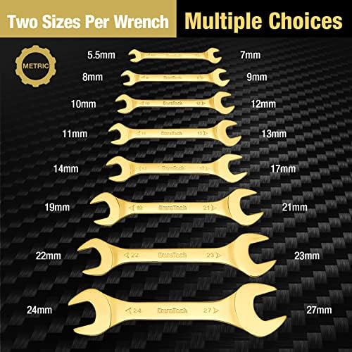 DURATECH Super-Thin Open End Wrench Set, 8-Piece, Metric