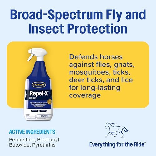 Farnam Repel-X Ready-to-Use Horse Fly Spray for Horses, 32 Fl Oz | Insect Control with Permethrin: Repel-X helps protect horses against barn flies